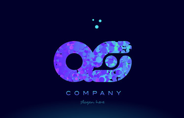 qs q s bubble circle dots pink blue alphabet letter logo icon vector