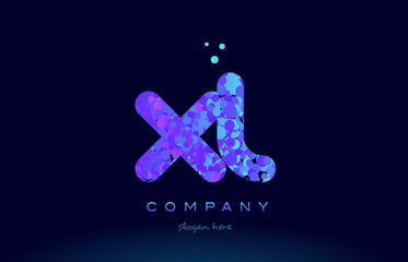 xl x l bubble circle dots pink blue alphabet letter logo icon vector