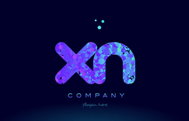 xn x n bubble circle dots pink blue alphabet letter logo icon vector