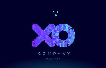 xo x o bubble circle dots pink blue alphabet letter logo icon vector