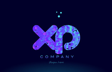 xp x p bubble circle dots pink blue alphabet letter logo icon vector