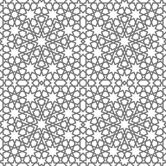 Islamic seamless vector pattern. Geometric ornaments based on traditional arabic art. Oriental muslim mosaic. Turkish, Arabian, Moroccan design on a white background. Mosque decoration element.