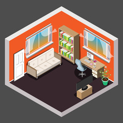 Living room isometric interior
