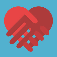Red heart shaped handshake