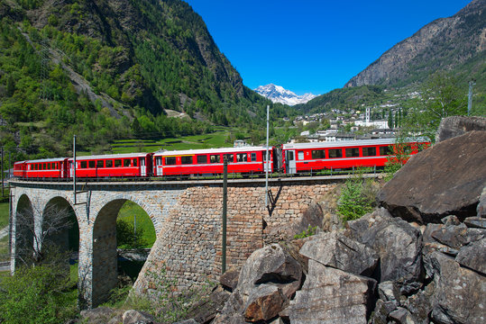 Passage to Brusio Helicidal Viaduct of the Bernina Red Train