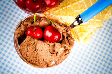 Cherries With Chocolate Ice Cream