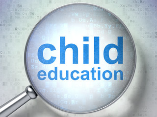 Education concept: Child Education with optical glass