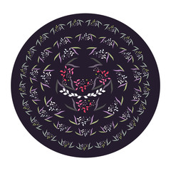 Vector logo design template and monogram concept in trendy linear style - floral badge - emblem for fashion, beauty and jewelry industry