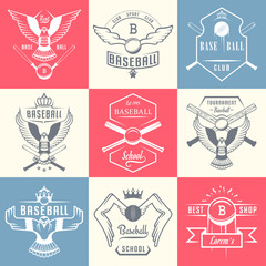 Set of Vintage Baseball Labels and Badges.