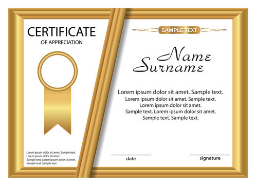 Template certificate of appreciation. Gold design. Vector - Powered by Adobe
