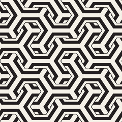 Vector Seamless Interlacing Lines Pattern. Repeating Geometric Background With Hexagonal Lattice.