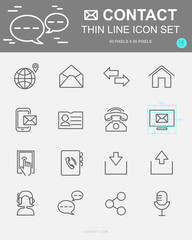Set of Contact Vector Line Icons. Includes service, support, information, customer and more. 50 x 50 Pixel.