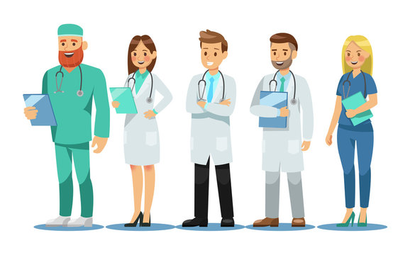 Set of doctors characters. Medical team concept in vector illustration design.