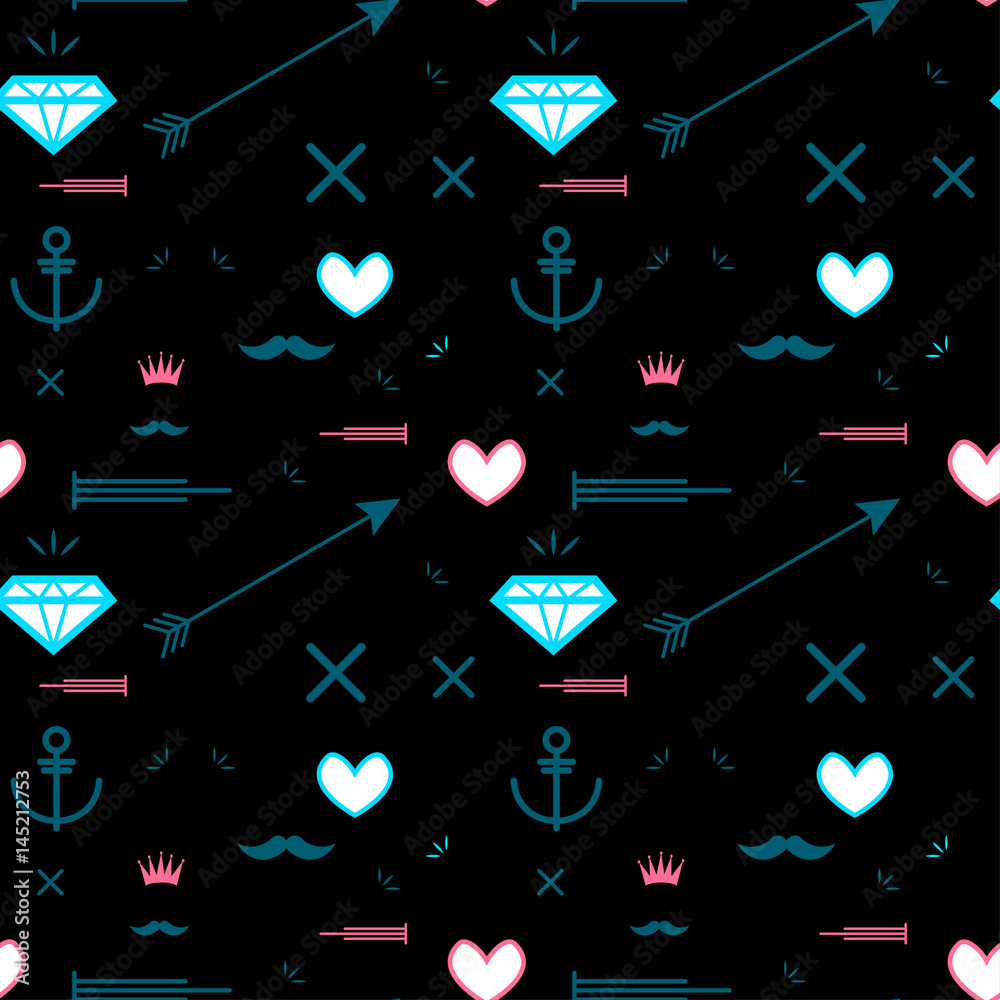 Fototapete Abstract seamless pattern with many elements