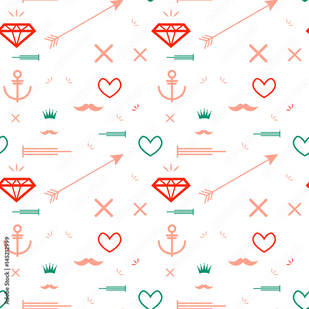 Poster abstract seamless pattern with many elements