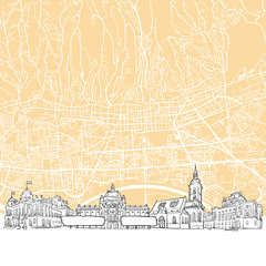 Zagreb Croatia Skyline Map