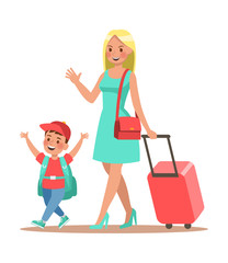 Family lifestyle. Family travel time. Happy family go to travel. Vector illustration design. No5