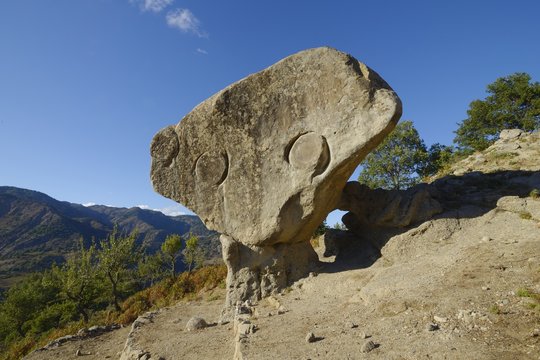 The stone face A Rocca tu Dracu, Ghorio di Roghudi, Aspromonte National Park, Calabria