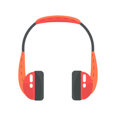 Orange wireless headphones. Colorful cartoon vector Illustration