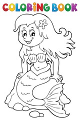 Coloring book mermaid topic 3