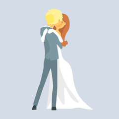 Beatuful bridal couple kissing, Romantic couple colorful cartoon character