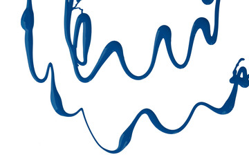 Blue wavy line of arbitrary direction on a white background, art abstract