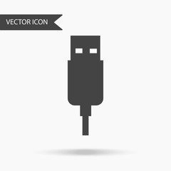Vector business icon cord usb. Icon for for annual reports, charts, presentations, workflow layout, banner, number options, step up options, web design. Contemporary flat design