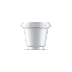 White small Yogurt Cup Mockup with plastic lid, 3d rendering