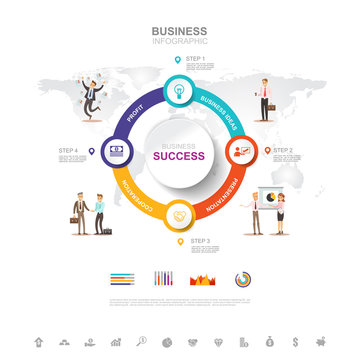 Business infographic Business success concept with graph. vector design. Elements of this image furnished by NASA no14