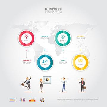 Business infographic Business success concept with graph. vector design. Elements of this image furnished by NASA no16
