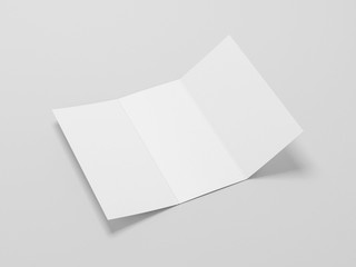 White Opened Leaflet Mockup on gray background, 3d rendering