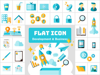 シアンとイエローのビジネスインフォグラフィックアイコン