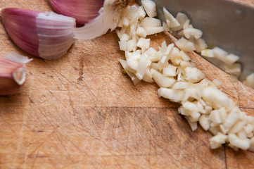 Fresh garlic food ingredient for a cookery background