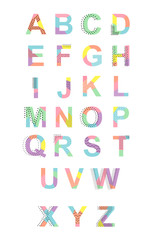 Alphabet in memphis style.