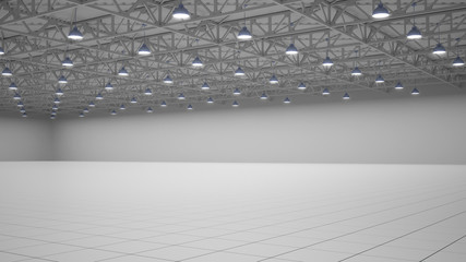 Empty exhibition centre. 3d render