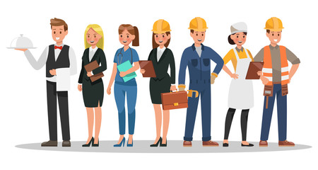 Fototapeta premium career characters design. Include waiter, businesswoman, engineer, doctor