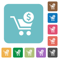 Checkout with Dollar cart rounded square flat icons