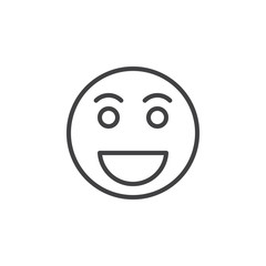 Grinning face, Happy smile emoji line icon, outline vector sign, linear style pictogram isolated on white. Symbol, logo illustration. Editable stroke. Pixel perfect