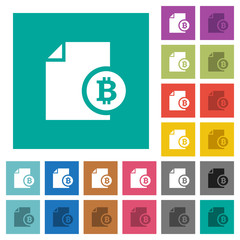 Bitcoin report square flat multi colored icons