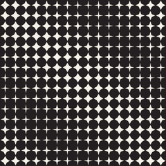 Geometric Seamless Star Shapes Pattern. Halftone Gradient Effect. Stylish Vector Illustration
