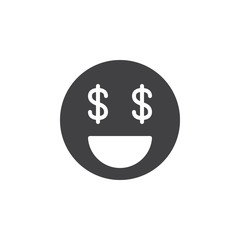 Money Face, Dollar Sign Eyes icon vector, filled flat sign, solid pictogram isolated on white. Symbol, logo illustration. Pixel perfect