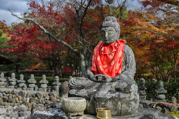 Buddha statues in Adashino Nenbutsuji temple in Arashiyama, Kyoto, Japan