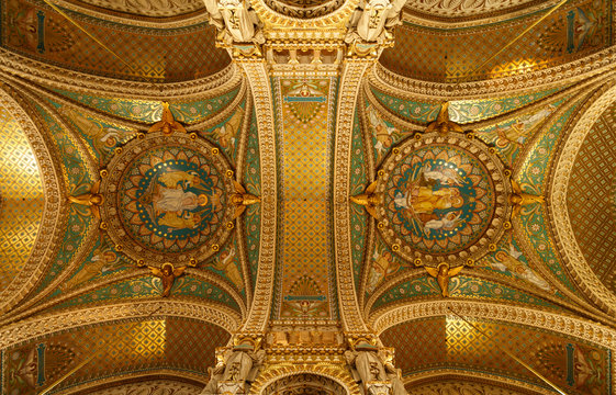 Ceiling of Notre-Dame de Fourviere Basilica. 