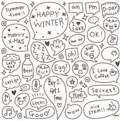 Set of Hand Drawn Speech and Thought Bubbles Doodle