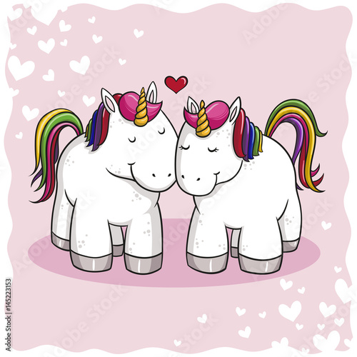 "Liebende Comic Einhörner" Stockfotos und lizenzfreie Vektoren auf