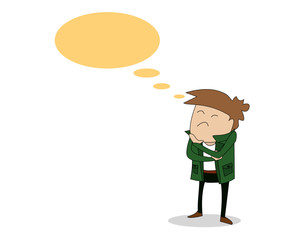 vector illustration cartoon character of man standing and thinking
