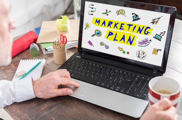 Marketing plan concept on a laptop screen