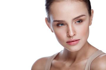 Fototapeta premium Beauty. Young Female Model With Soft Skin And Natural Makeup