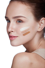 Sexy Woman With Soft Skin And Natural Makeup. Foundation