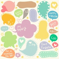 Set of Hand Drawn Speech and Thought Bubbles Doodle